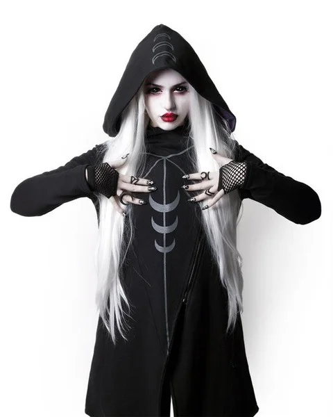 

Ruibbit Autumn Women Harajuku Goth Hoodie Sweatshirt Hooded Asymmetrical Pullover Japanese Punk Moon Print Hip Pop Plus Size 5XL