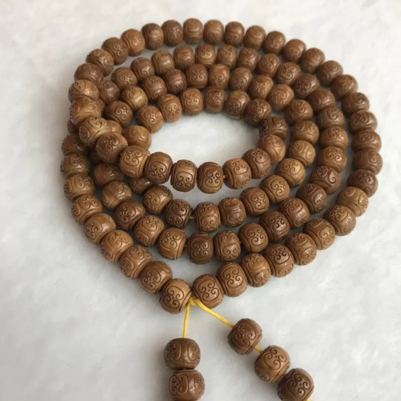 

Cook Back Pattern Beads 108 Barrel Beads round Beads Long String Bodhi Read Buddhist Prayer Bead Hand-Held Men Crafts Necklace B