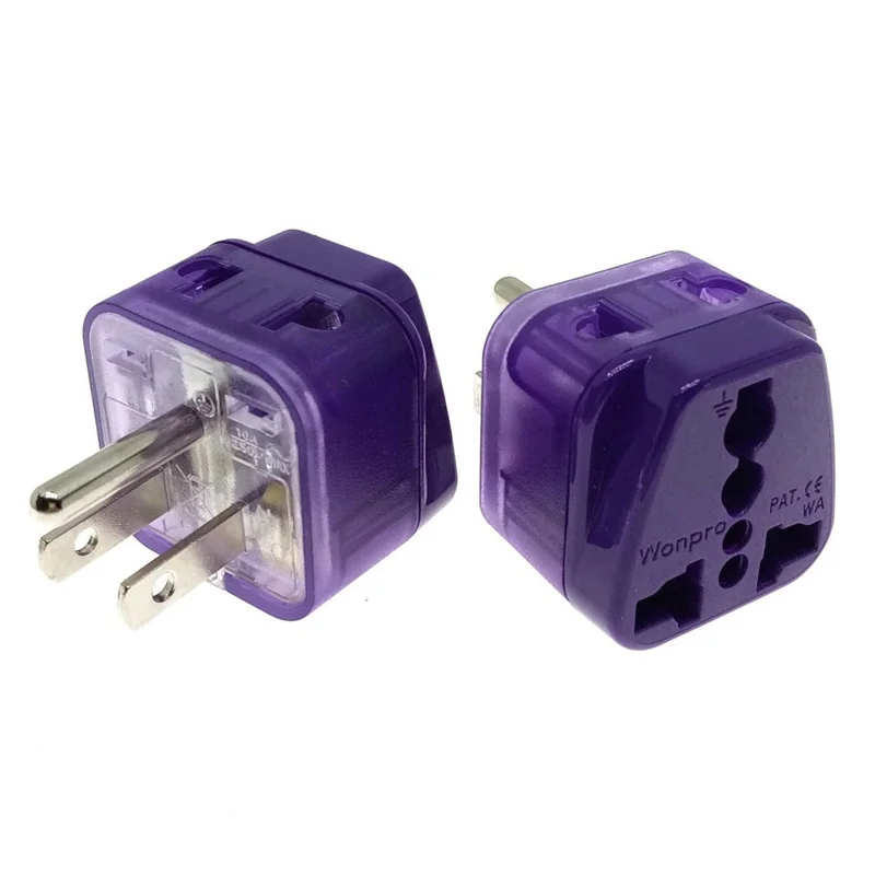 

(10 PCS) Universal to USA Canada Thailand Electrical Plug Adapter 2 Way Outlet Port Convert US/AU/EU/UK WONPRO