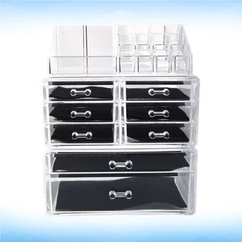 

Cosmetics Storage Rack with 6 Small and 2 Large Drawers Transparent