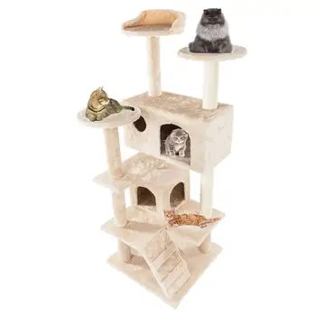 

Hemp Plush Cat Climbing House Scratching Post Tree Kitten Scratch Hanging Toy Climbing Frame