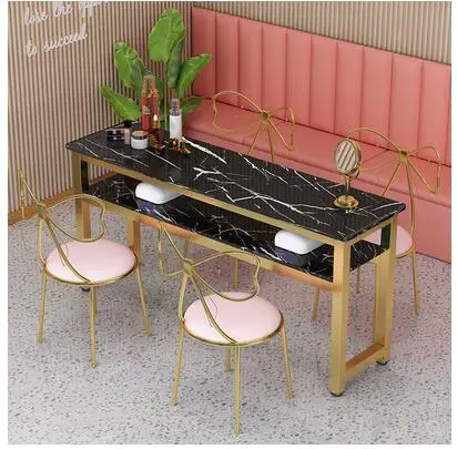 US $309.60 Manicure table simple modern single double triple nail table and chair set simple table doublelayer economy