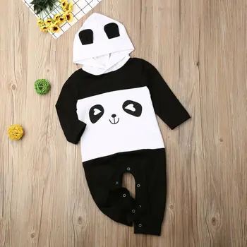

Newborn Infant Baby Girl Boy Cotton Panda Romper Jumpsuit Hooded Clothes Long Outfits