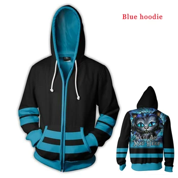 

cosplay hot sale Alice in Wonderland Cheshire Cat Movie Hoodie 3D printed zipper loose hooded sweater sweatshirt s-5xl
