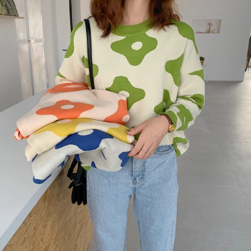 

Womens clothes Sweater 2020 Knitted Sweater Women's Long sleeves Loose Spring Autumn Korean Casual Pullover Sweater Tops 60i