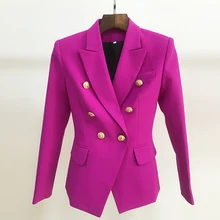2021 novo designer blazer feminino duplo breasted leão botões encaixe fino lindo blazer roxo jaqueta