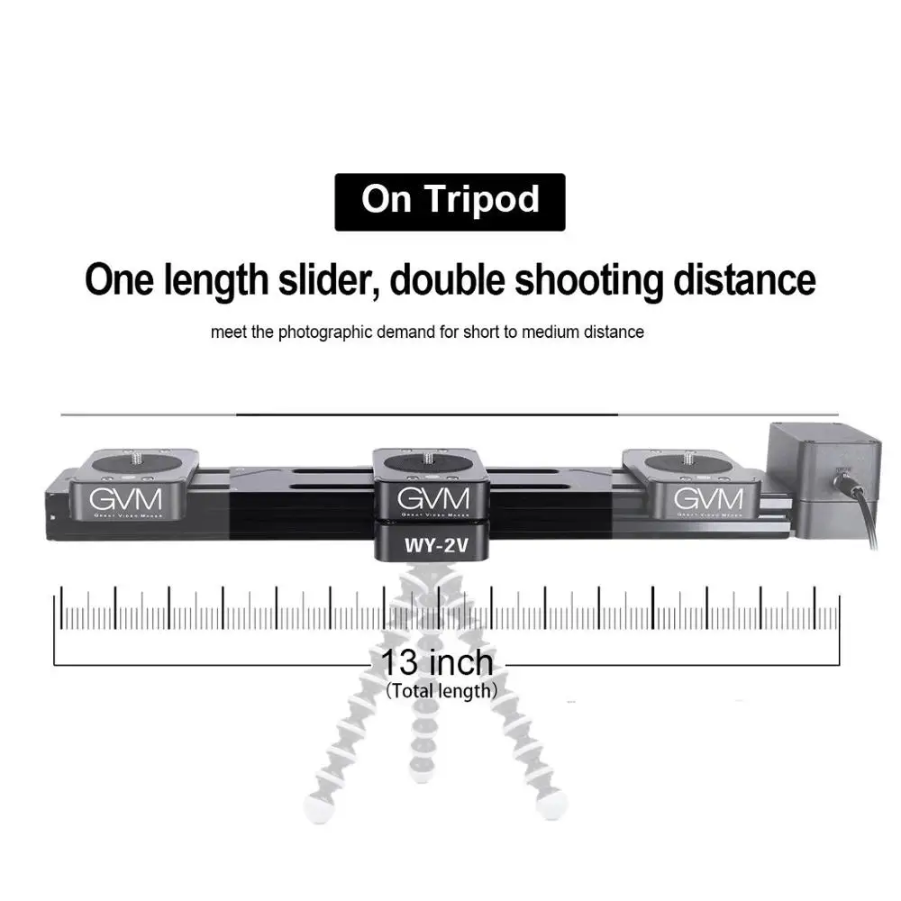 US $249.00 GVM Portable Mini Motorized Camera Slider Adjustable Extend To 13 Inches Length Video Shooting Slider TimeLapse Auto Round Trip
