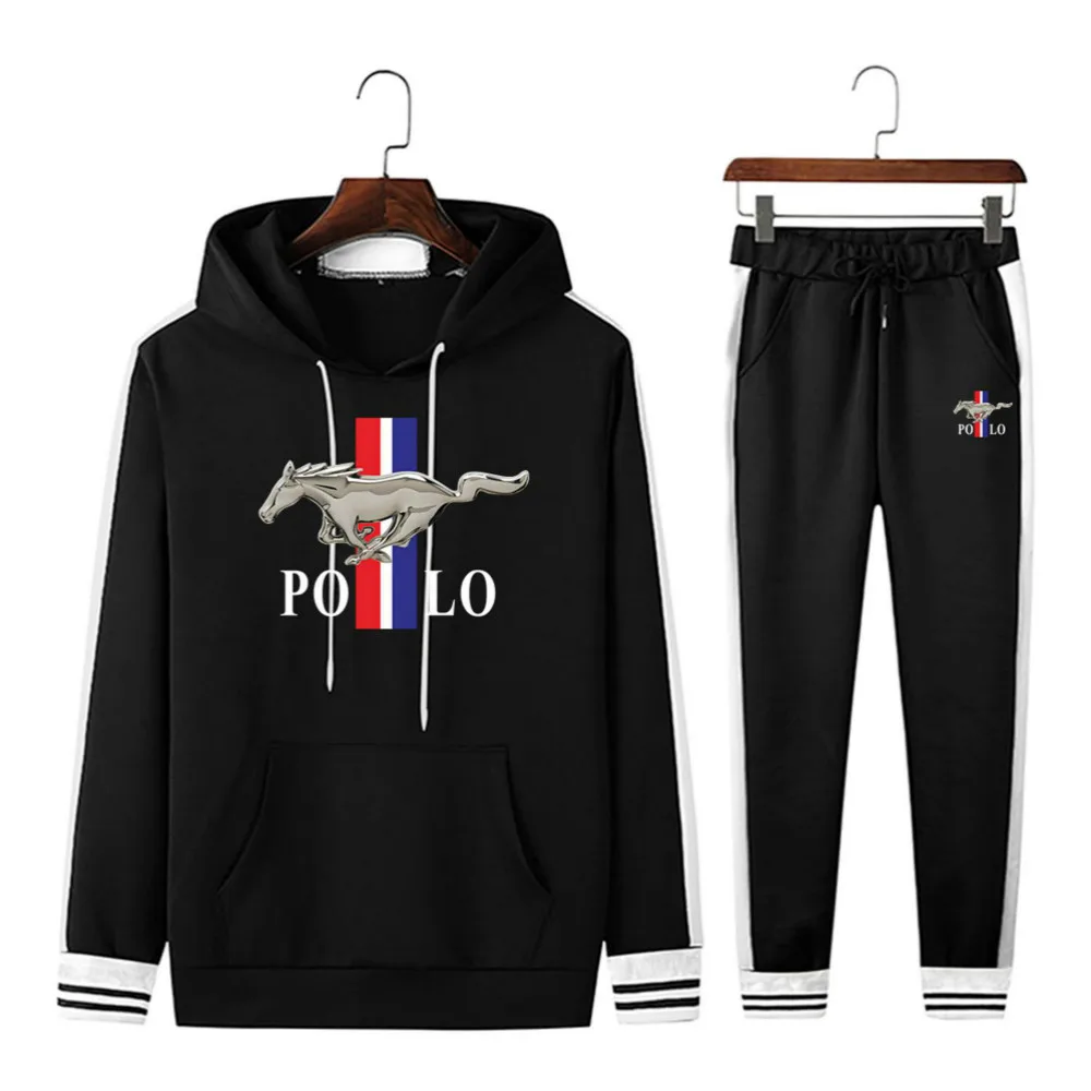 

Brand Printing Men Casual Sets Spring Harajuku Splice Jogger Tracksuit Stripe Hoodies+Pants 2PC Sets Men's Sportswear Sport Suit