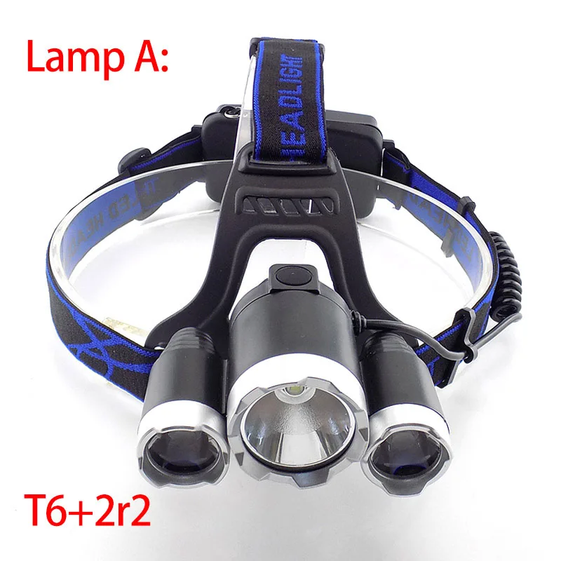 Мощный 5 светодиодный налобный фонарь T6/Q5, Головной фонарь, фронтальный фонарь, фара Lanterna Hoofdlamp 18650, аккумулятор для рыбалки - Испускаемый цвет: lamp A