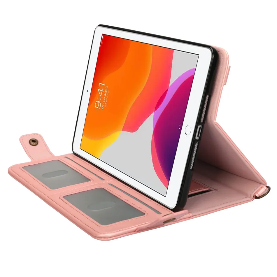 Для iPad 10,2 чехол 7th A2198 A2200 С карандашом держатель кошелек карты многофункциональные сумки Funda Подставка для планшета и шейный ремень