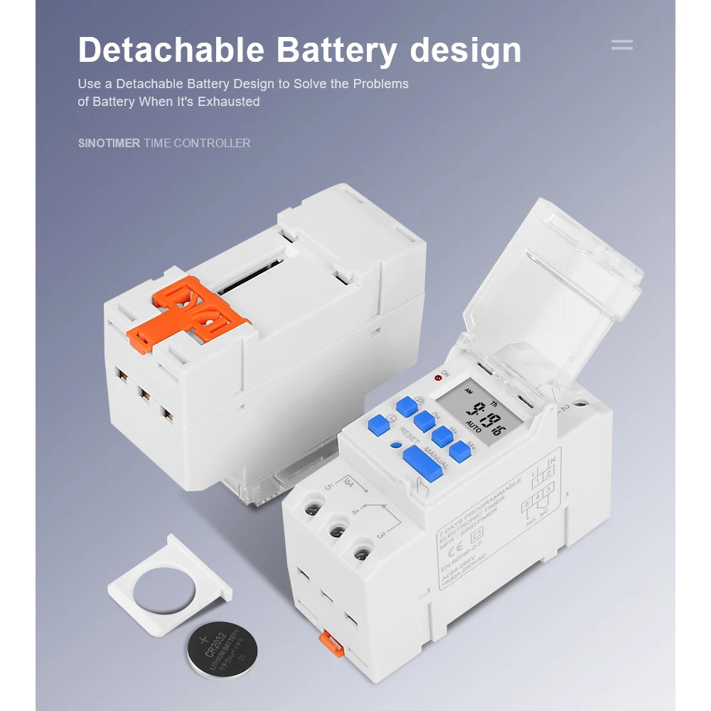 Electronic Weekly 7 Days Programmable Digital Industrial Time Switch Relay Timer Control AC 220V 16A Din Rail Mount 3
