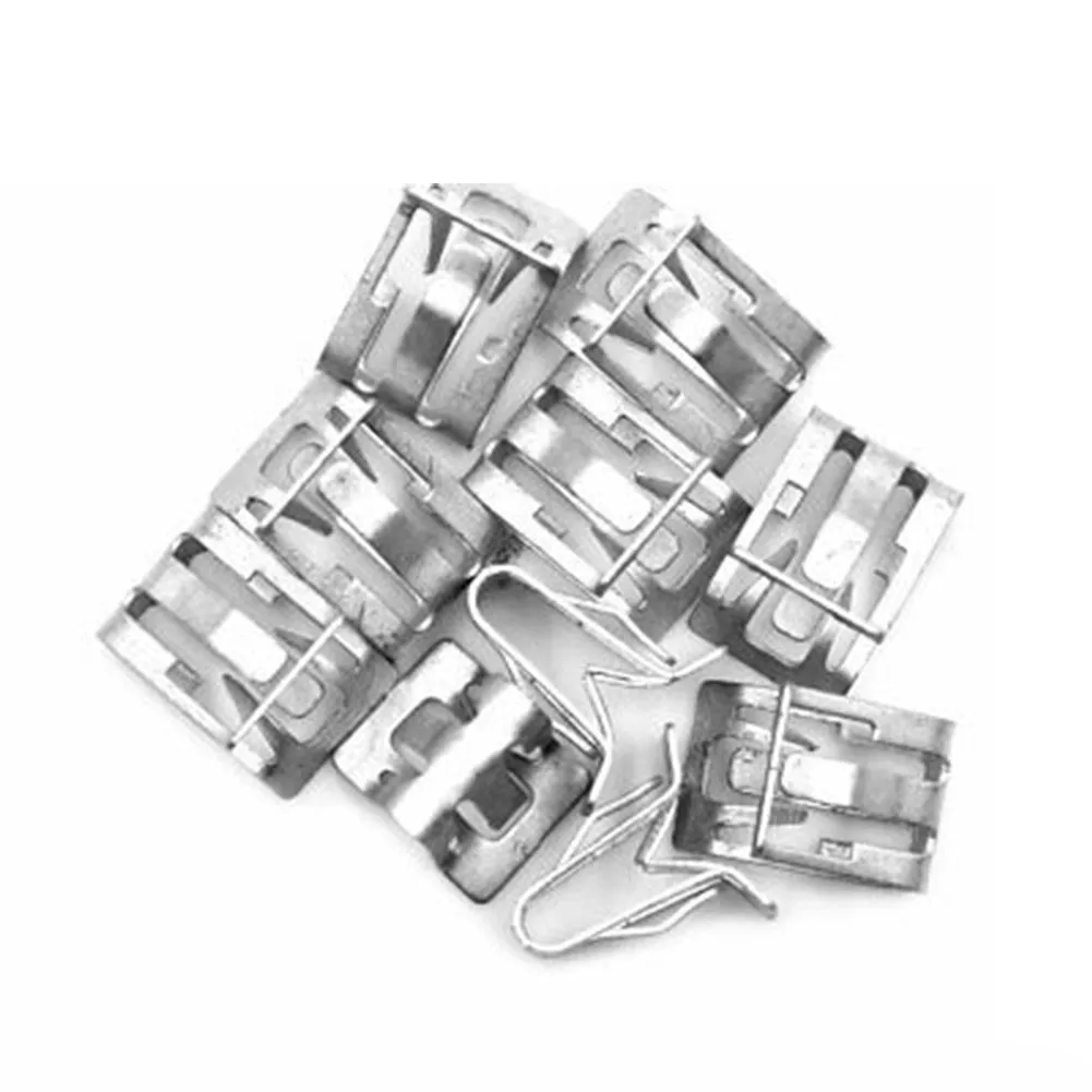 

10pcs Silver Tone Metal Fastener Retainer Dash Dashboard Trim Clip For Silver Automotive Cable Fixings