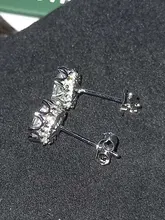 YHAMNI con certificado mujer maciza 925 pendientes de plata de lujo 8mm 2 quilates Zirconia diamante doble Stud pendientes para las mujeres E005