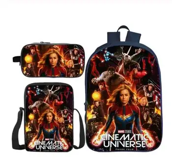 

Hot 3Pcs/Set Printing 3D Captain Kids Shoulder Backpacks Avengers Children School Bags for Boys Schoolbag Girls Book Bag