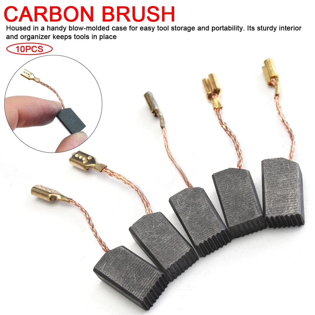 10Pcs Graphite Copper Motor Carbon Brushes Kit For Angle Grinder 6*16*22mm ZO