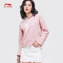 Li-Ning женские трендовые толстовки 70.9% хлопок 29.1% полиэстер свободный крой подкладка спортивные пуловеры с капюшоном AWDP088 CJFM19