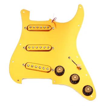 

Gold Prewired Loaded 3 Single Coil Pickups Pickguard SSS for Fender Guitar