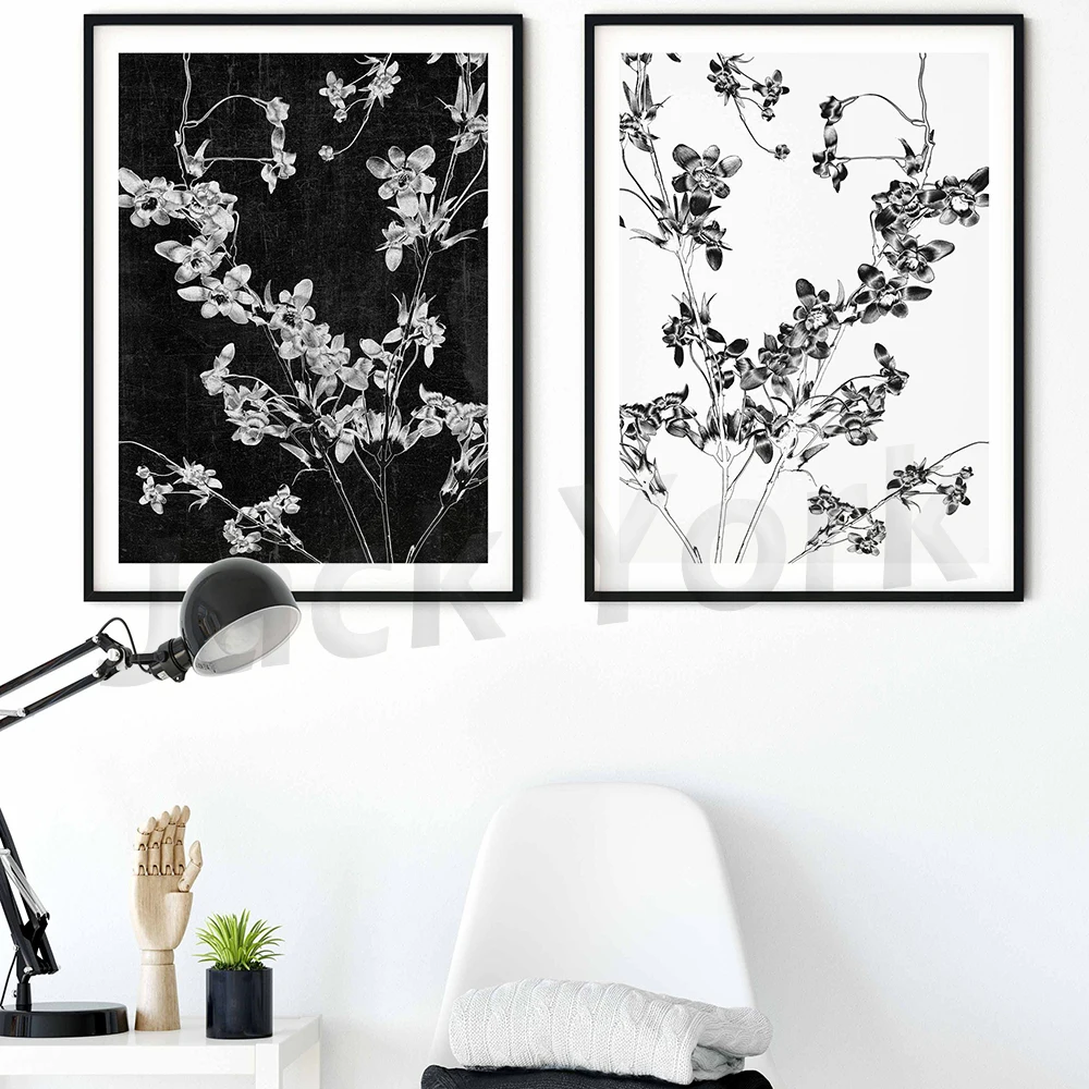 

Black&White Prints-Dark Floral - Cherry Blossom Print - Printable Botanical Art - Floral illustration Print - Gothic Home Decor