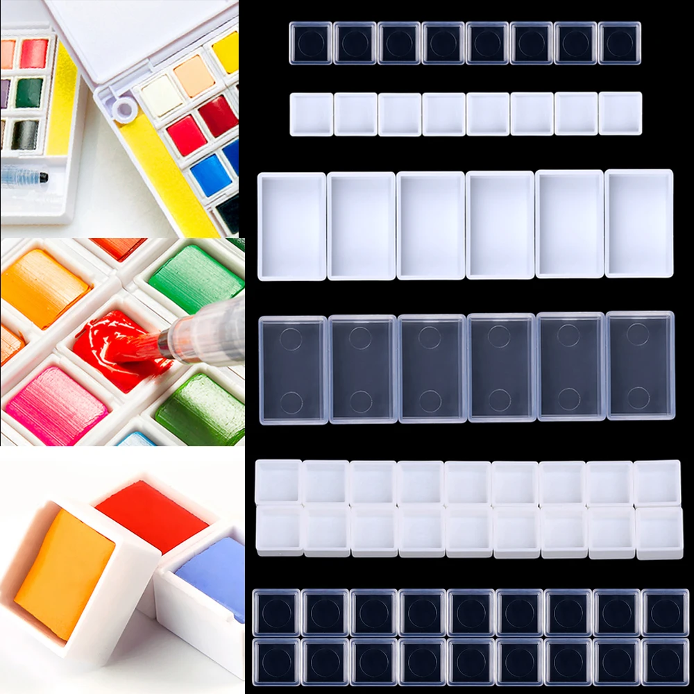 20/50PCS 0.5/3.2ML Artists Empty Watercolor Paint Pans Painters Pigment Convenient Paint Case Art Palette Home Handmade Supplies plastic paint palette