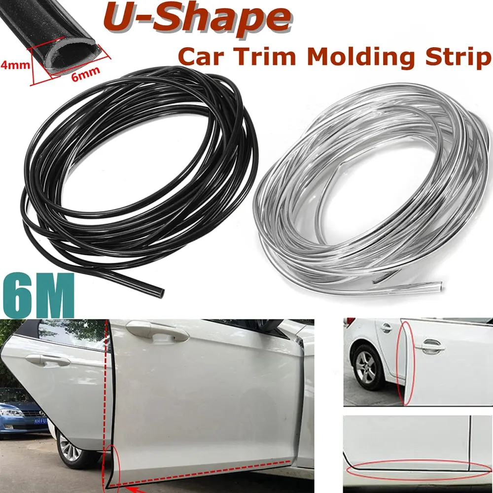 

6m U-Shape PVC Universal Car Door Edge Guards Trim Molding Protection Strip Scratch Protector For Toyota Audi BMW