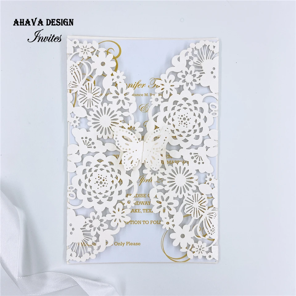 

Ivory Laser Cut Wedding Invitation Kit, Spring Wedding Laser Cut Invitation Suite {Free Infinite Design Before Pay}