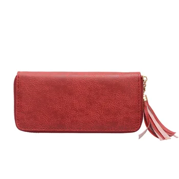 

HGCBB 2020 Women Leather Wallet Vintage Simple Purses for Women Long Large Capacity Faux Leather Wallet Woman Red Pink Gray Hot