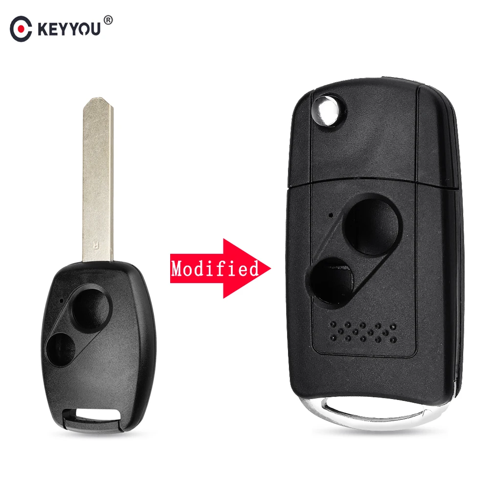 Чехол KEYYOU с 2 кнопками для Honda CRV Civic Jazz 2006 2007 2008 2009 2010 2011 откидной складной чехол для ключей автомобиля