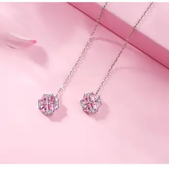

silver Color studded round cherry blossom earrings simple fashion personality ear accessories
