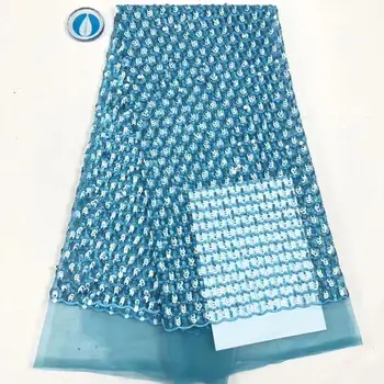 

High Quality Nigerian Lace Fabrics African Sequins Lace Fabric Latest Bridal Tulle Lace Fabrics for Wedding Party Dress FFD-1111