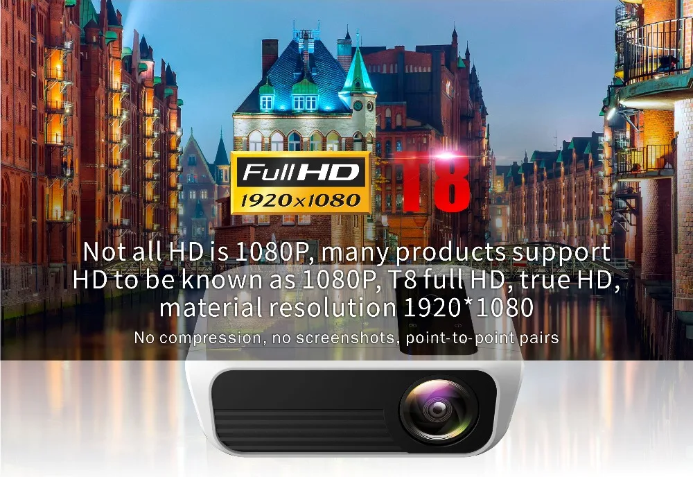 UNIC T8 светодиодный портативный проектор на базе Android 1080P Full HD HDMI мини-проектор 4K HD 1920*1080 домашний кинотеатр медиаплеер