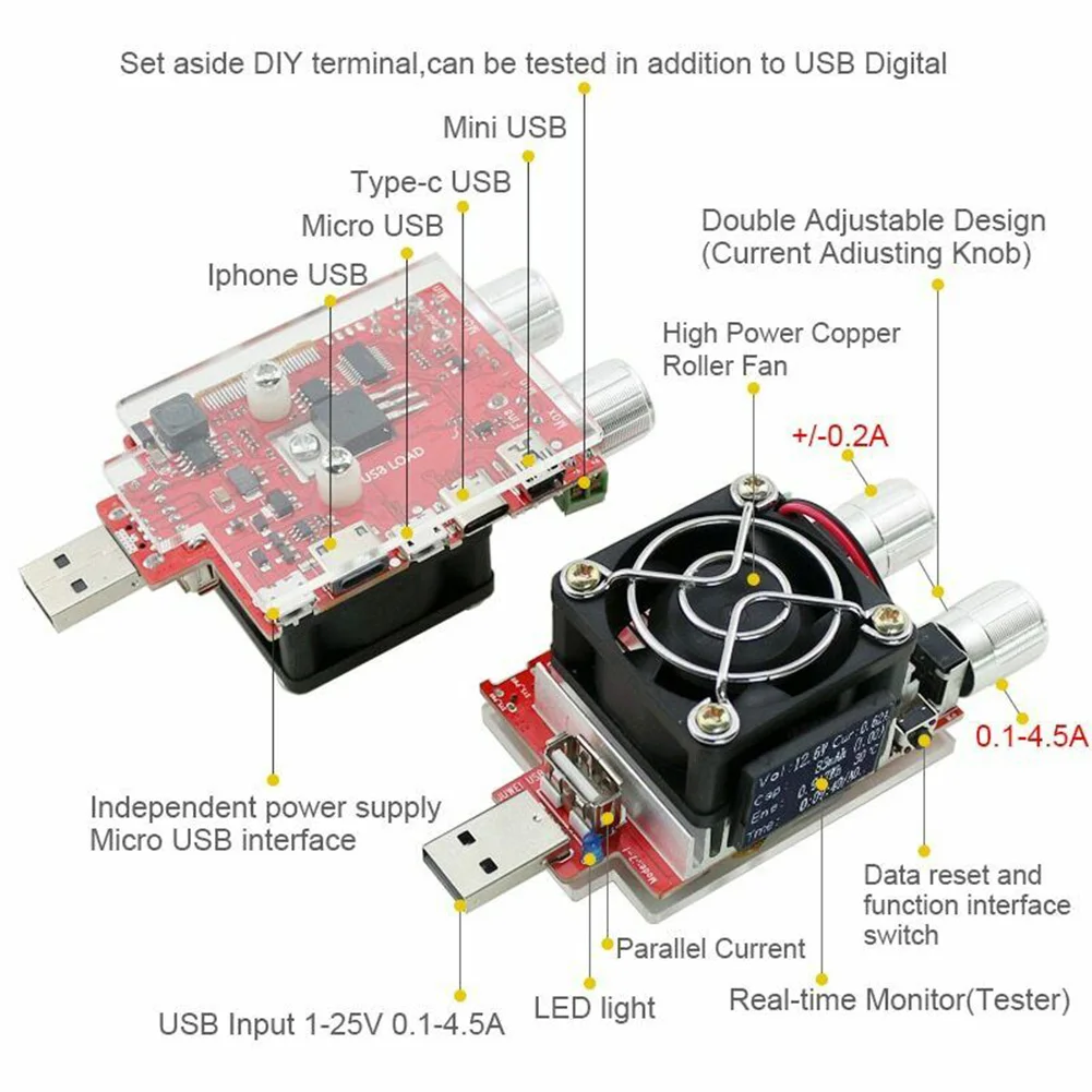 35 Вт DC 3-21 в 0-3A измеритель напряжения точный электронный нагрузочный USB тестер старение резистор Металлический регулируемый постоянный ток ЖК-дисплей