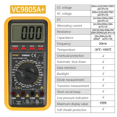 VC9805A Пинкман SZBJ VC9801 9802 9804 9805 9806 9808A+ Портативный цифровой мультиметр переменного тока/постоянного тока резистор напряжения Мощность Ohmic Ω тестер - Цвет: VC9805A