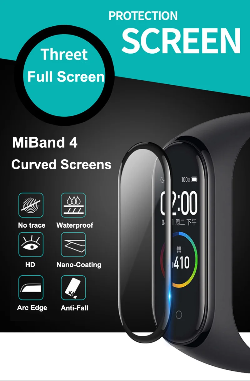Film For Xiaomi Mi Band 4 protector soft glass for mi band 4 strap mi band Screen Protection Case Protective smart Accessories