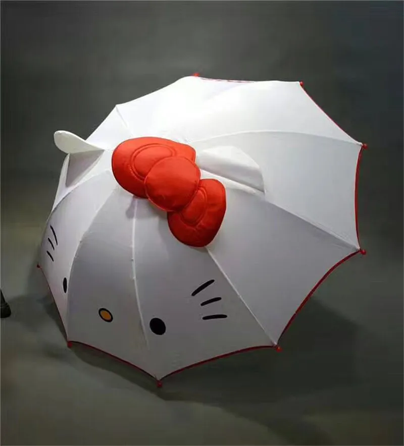 Милый зонтик для детей, Зонт от дождя, хеллоо Китти, 45 см, длинный бант, KT Cat, зонтик для детей, для девочек, детские зонты, Розовый дождь