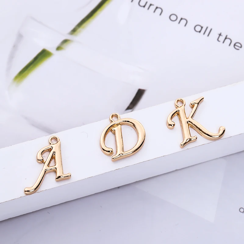 

A-Z Metal Alloy English Letter Self-made Necklace Key Hanging Accessories Golden Beautiful Hanging Alloy Accessories Hanging Gif