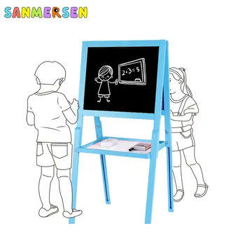 

Wooden Portable Learning Toy Multi-function Drawing Board Children's Liftable Writing Board Double-sided Magnetic Drawing Board