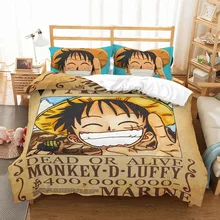 Juego de cama de pirata Vintage de una pieza con diseño de Anime y mono Luffy, funda de cama personalizada de microfibra, juego de edredón Individual Doble