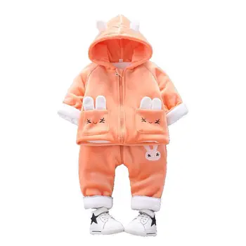 

New Winter Children Fashion Thicken Clothes Kid Boy Girls Cartoon Hoodies Pants 2Pcs/sets Baby Toddler Clothing Infant Tracksuit