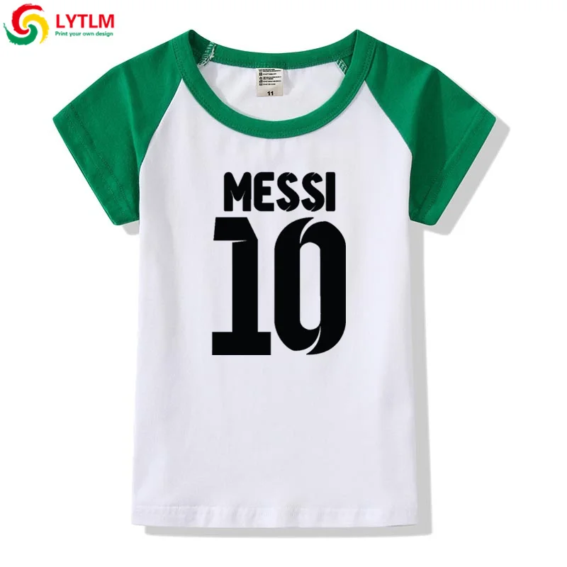 LYTLM Messi/футболка с короткими рукавами для маленьких мальчиков футболка для мальчиков Lionel Messi летняя одежда для маленьких девочек топы для маленьких девочек - Цвет: DXCJ LYCRA Green