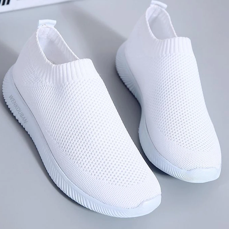 Sock Shoes Vulcanized-Shoes Trainers White Sneakers Women Ladies Tenis Slip-On-Flats