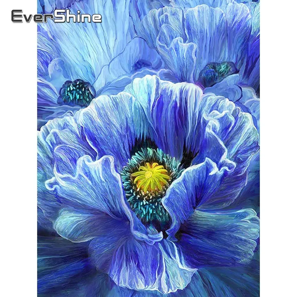 EverShine Diamond Painting Flowers Embroidery Full Display Blue Flower Picture Of Rhinestones Mosaic Wall Decor | Дом и сад