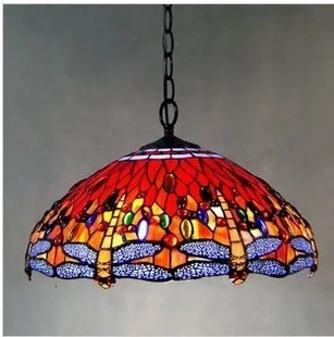 

Tiffany Stained Glass Blue Ceiling Glass Lamps Mediterranean Style 20/30/40/50/60cm with E27 LED Chain Pendant Light Luminarias