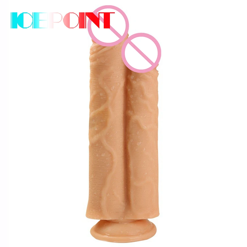 2020 huge Siamese dildo realistic clear blood vein big double penis with suction cup sex toys for women erotic products sex shop