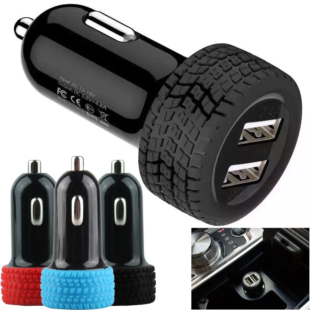 Mini Dual 2 Порты и разъёмы 12V USB Авто в ChargerАвтомобильное зарядное устройство адаптер зарядки Pengisi baterai mobil#0