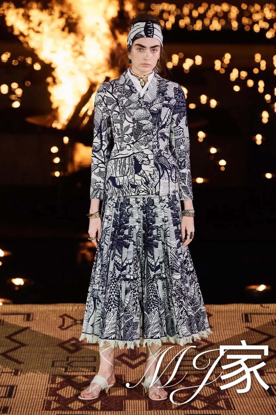 New coconut palm print dream accept waist pleated fringed edge ornament butterflies birds luxury fell to bust skirt