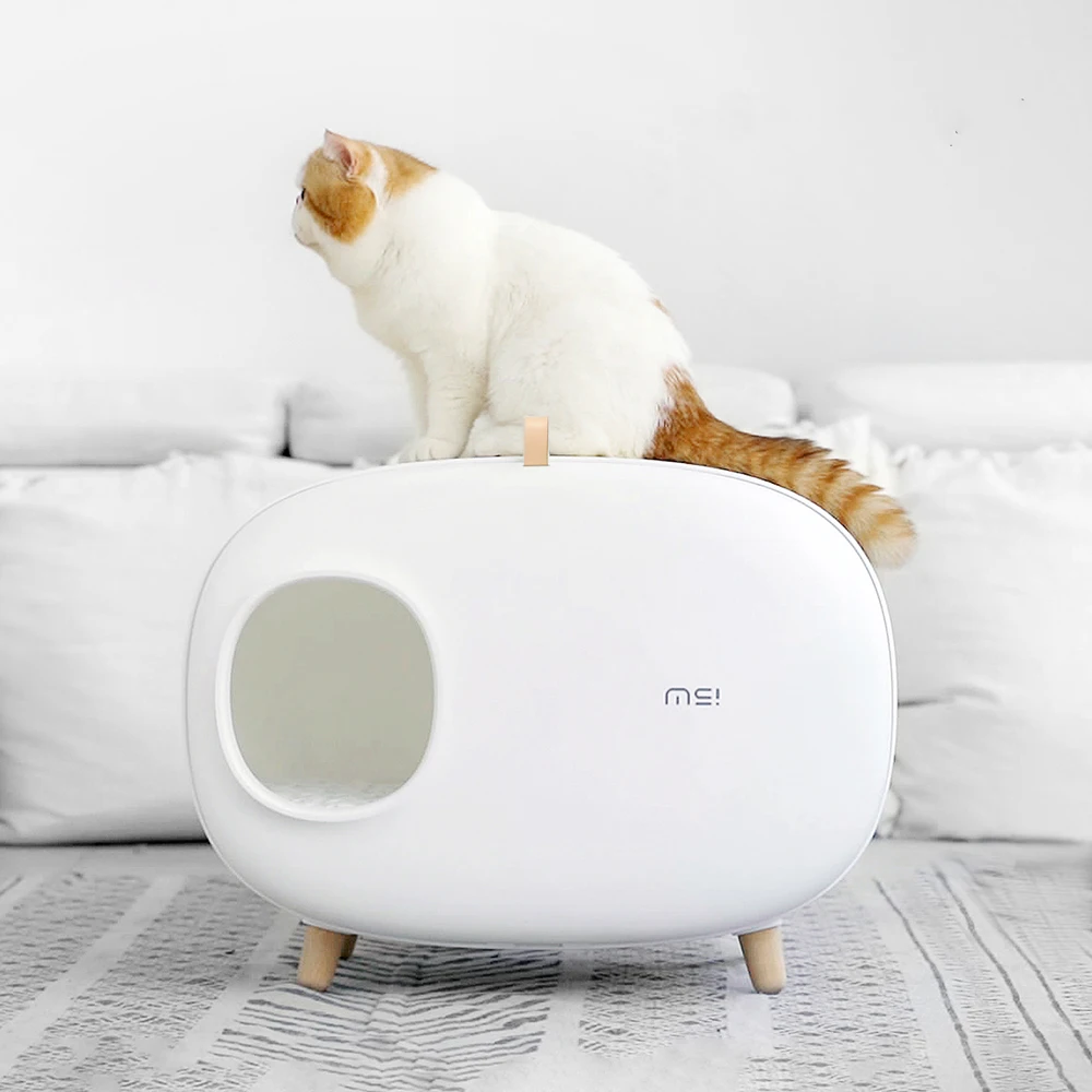 Cat Litter Box Semi-Closed Design with Scoops 23.7x18x15.2 in Luxury Big Smart Cat Litter Bedpans Sand Toilet Training Cat Ki Cat Litter Box Semi-Closed Design with Scoops 23.7x18x15.2 in Luxury Big Smart Cat Litter Bedpans Sand Toilet Training Cat Ki