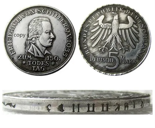 Монета с посеребренным покрытием 5 Mark 1955 F Германия | Дом и сад