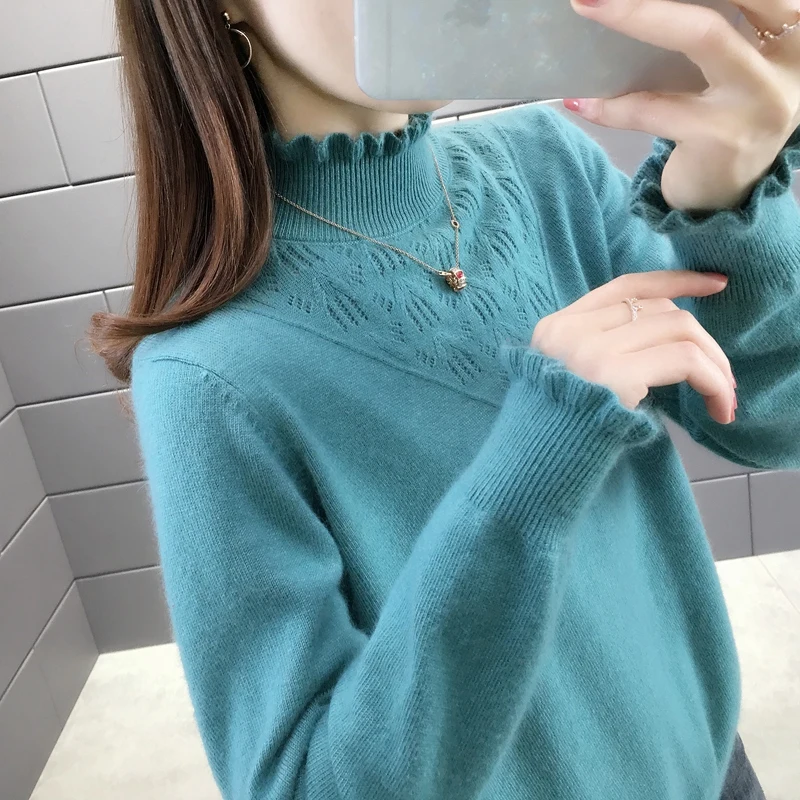 

2021 New Hot Sale Room 151904 On The Side Line 4 】 Make Half Tall Lace Collar Hollow-out Turtleneck Sweater [1203] 41