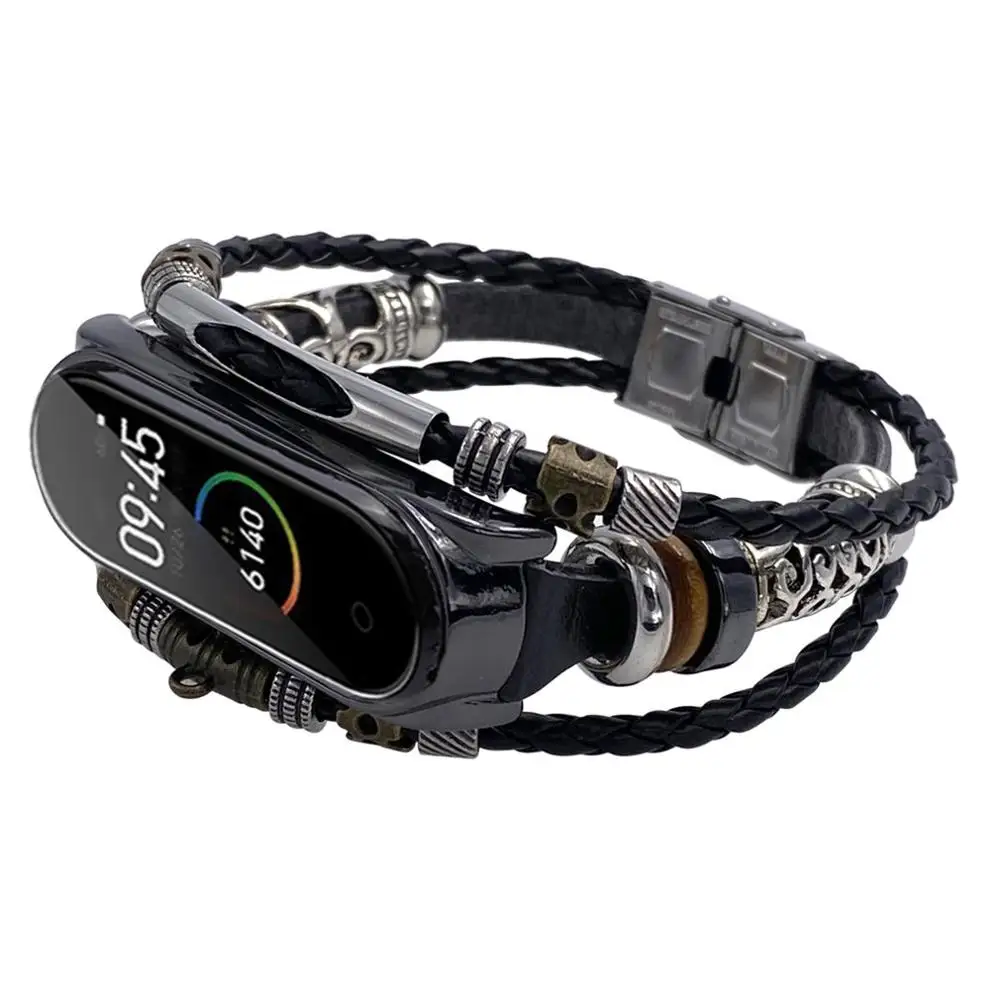 

For Mi Band 4 Bracelet Retro Leather Wristband Strap for Xiaomi Mi Band 4 Accessory Case Watchband for MiBand