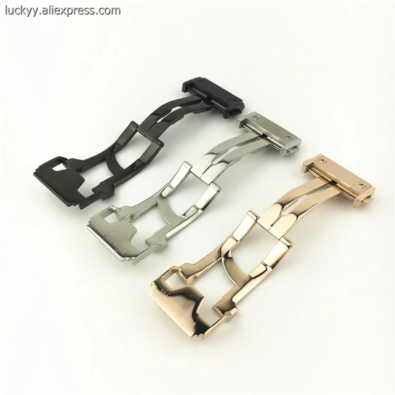 Folding Press Buckle 22 24mm Rose Gold Stainless Steel Clasp for Mens Watch Match Big Band Luxury Brand A117